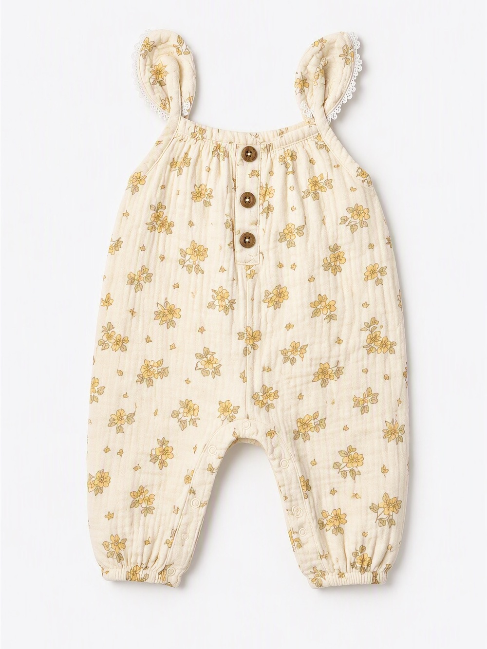 Emily and Oliver Cottagecore Floral Crinkle Gauze Jumpsuit 3-6M